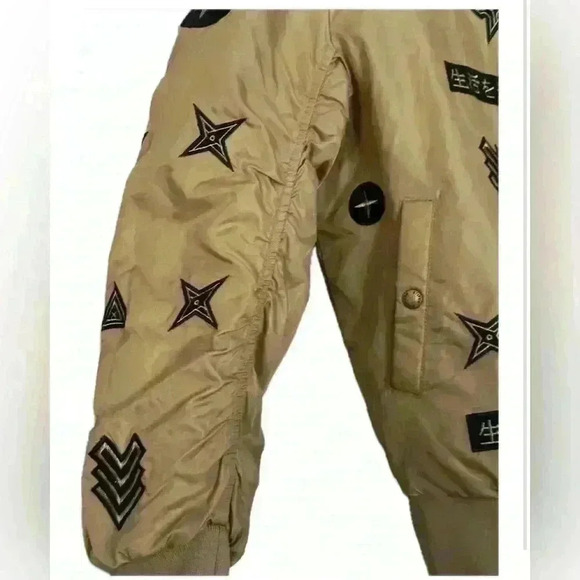 American Stitch All Over Patch Beige Bomber Jacket (264) - Picture 8 of 14